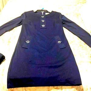 MICHAEL KORS TOGGLE DRESS NAVY BLUE LONG SLEEVES Sz S